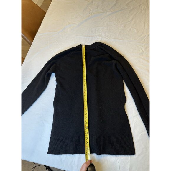 Theory Women’s Mid Length Soft 100% Cashmere V-neck Cardigan Petite Small Black - Picture 9 of 9